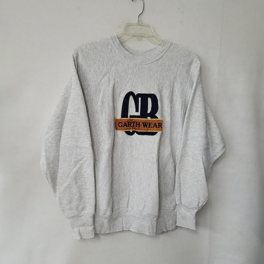 Vintage Garth Wear Sweatshirt Mens‎ XL Crewneck Embroidered Pullover Gray